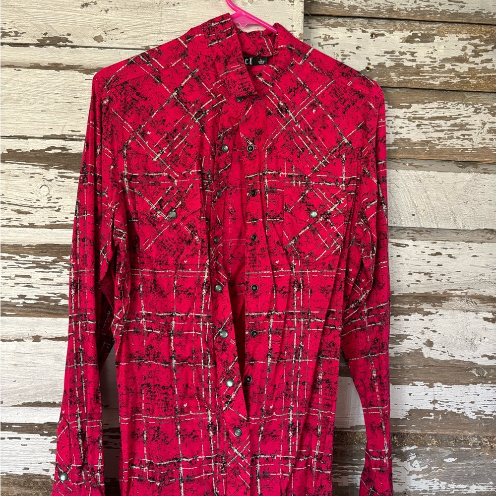 Cruel Girl Red Plaid Button Down Shirt